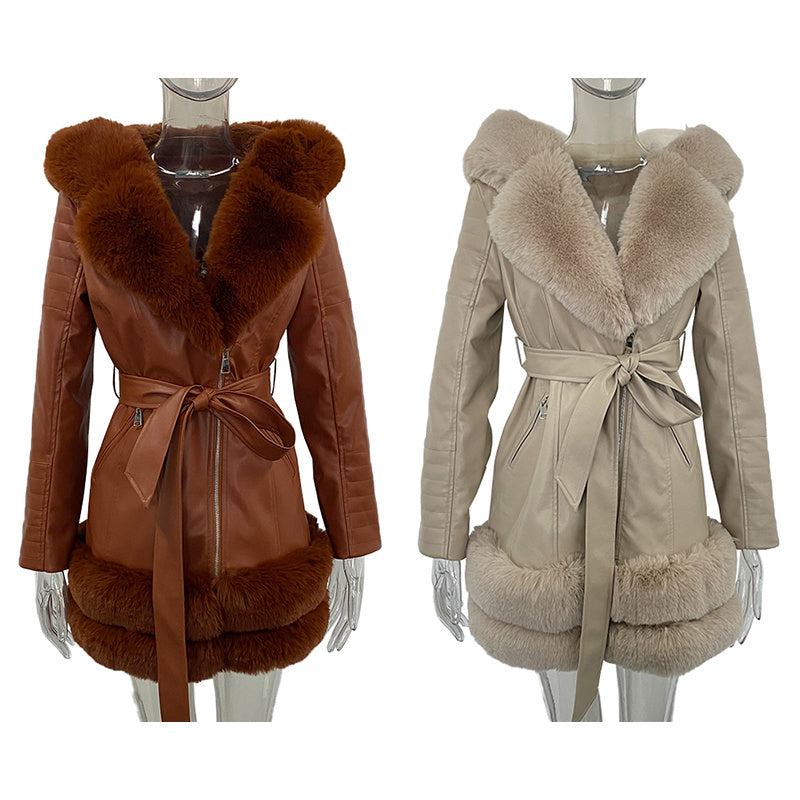 Fashion Women Leather Coat