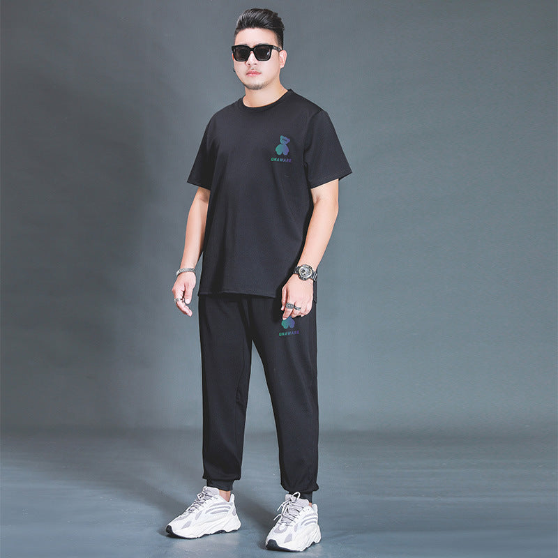 Oversized T-shirt And Trousers Fat Casual Sports Suit