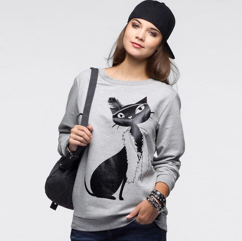 Fashion Women Cotton Cat Sweatshirt