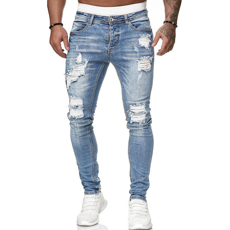 Distressed White Slim-Fit Jeans for Men