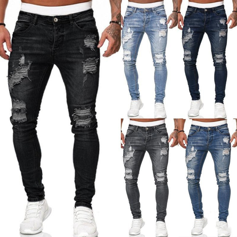 Distressed White Slim-Fit Jeans for Men