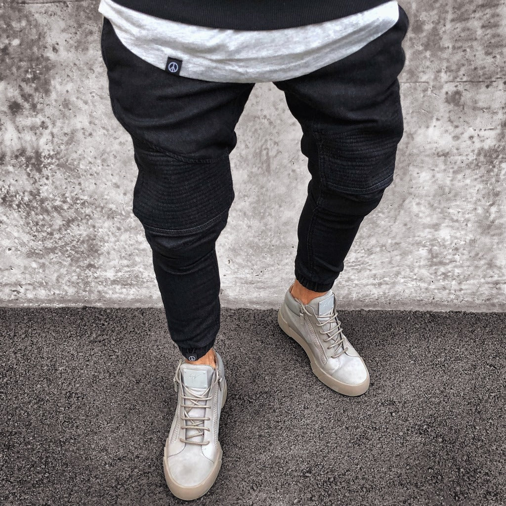 Men's Stretchy Ripped Biker Jeans