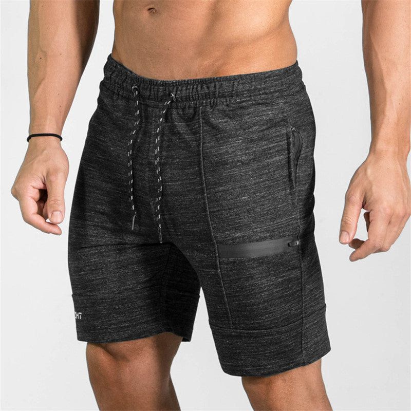 Men Fitness Zipper Workout Cotton Shorts