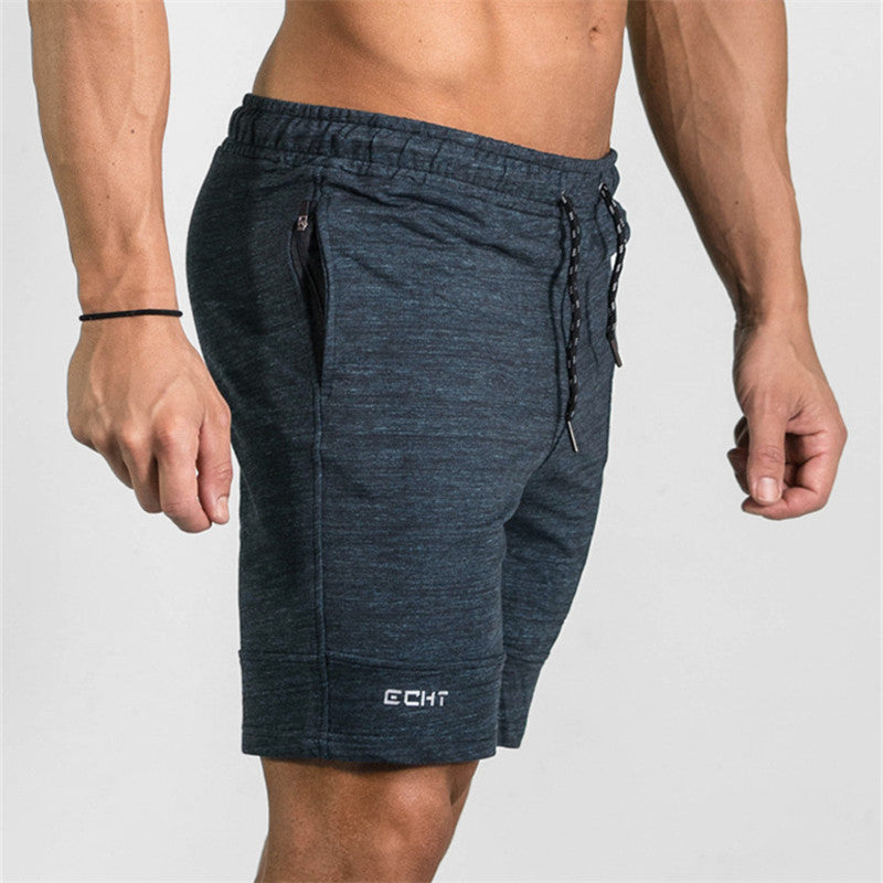 Men Fitness Zipper Workout Cotton Shorts