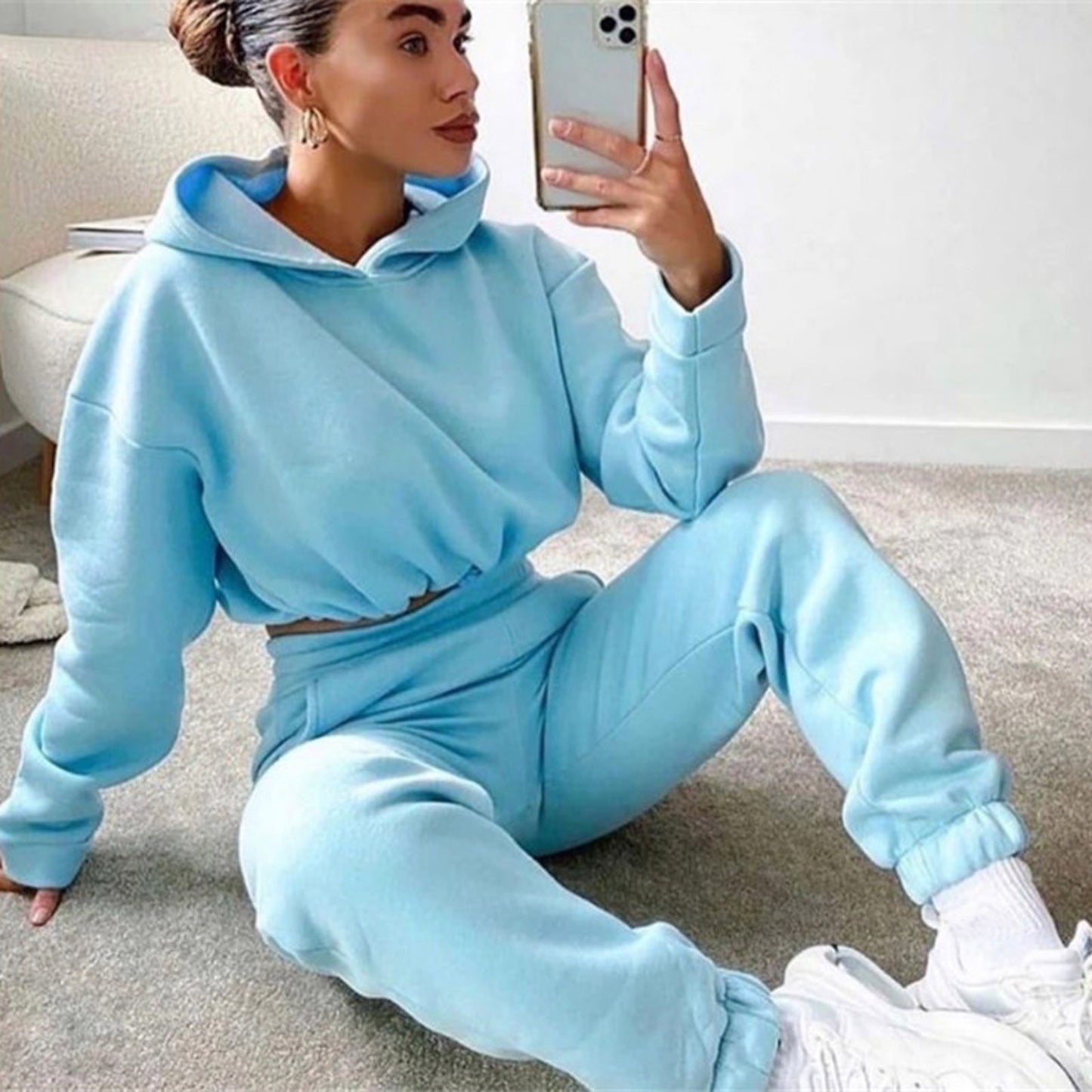 Sweatsuits Sexy Long Sleeve Hoodie Casual Fitness