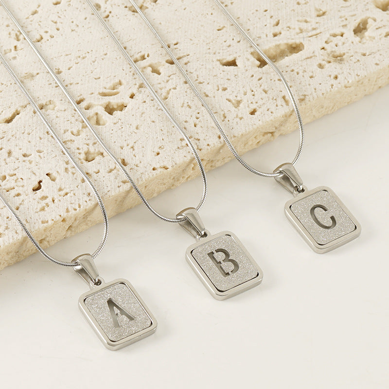 26 Letters Hollow Out Square Necklace