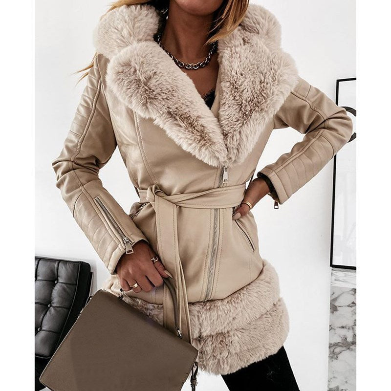 Fashion Women Leather Coat