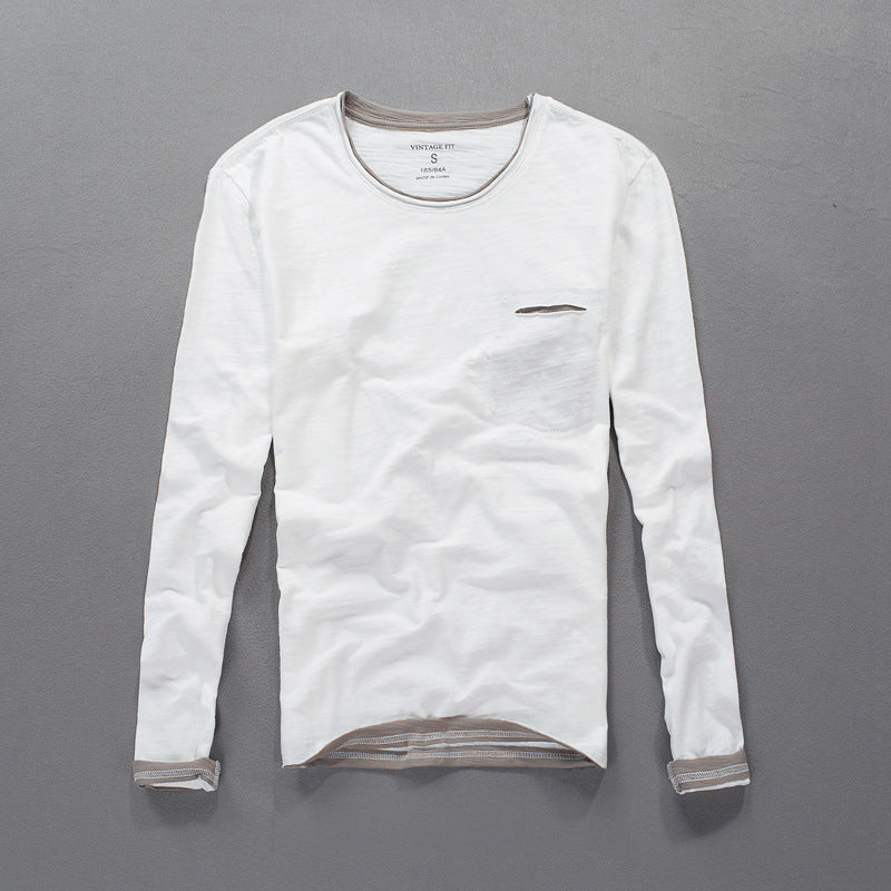 Japanese Style Men's Long Sleeve Cotton Shirt