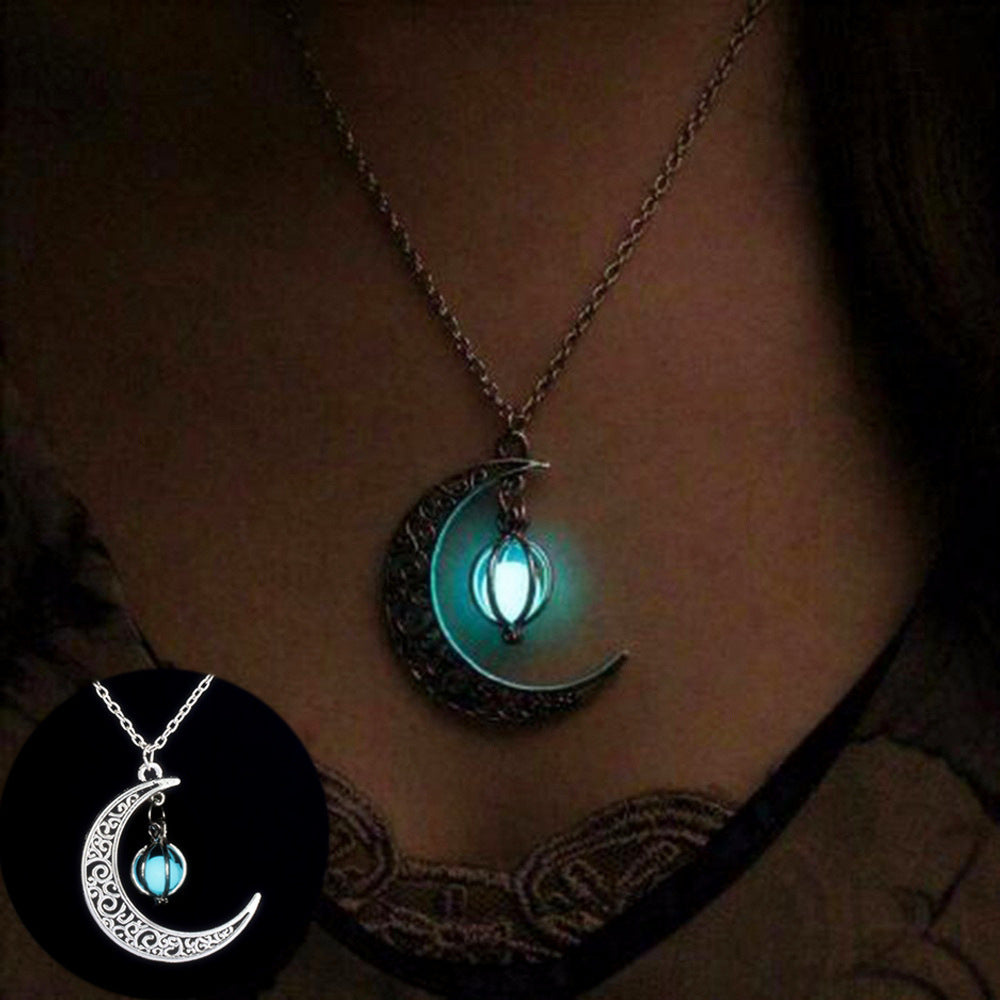 Moon Natural Glowing Stone Healing Necklace