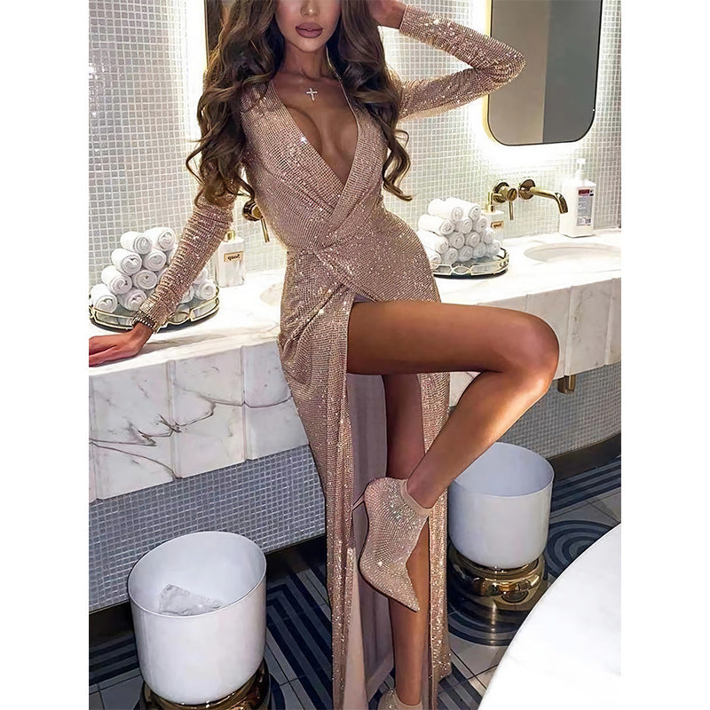 Women's Sexy Slim Evening Dress Long Sleeve