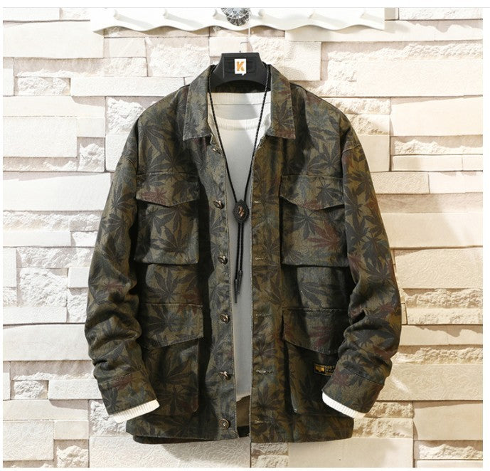 Men's Camouflage Denim Jacket - Fashionable Autumn Design
