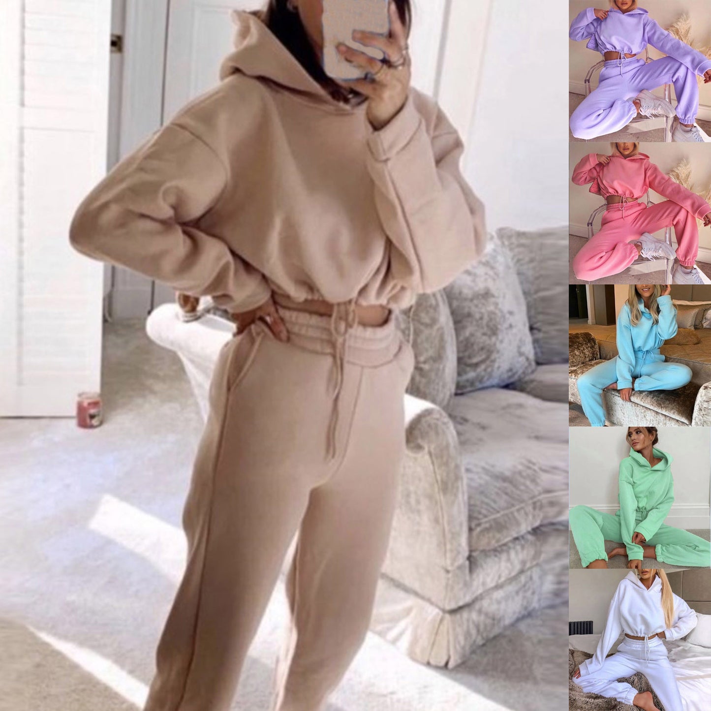 Sweatsuits Sexy Long Sleeve Hoodie Casual Fitness