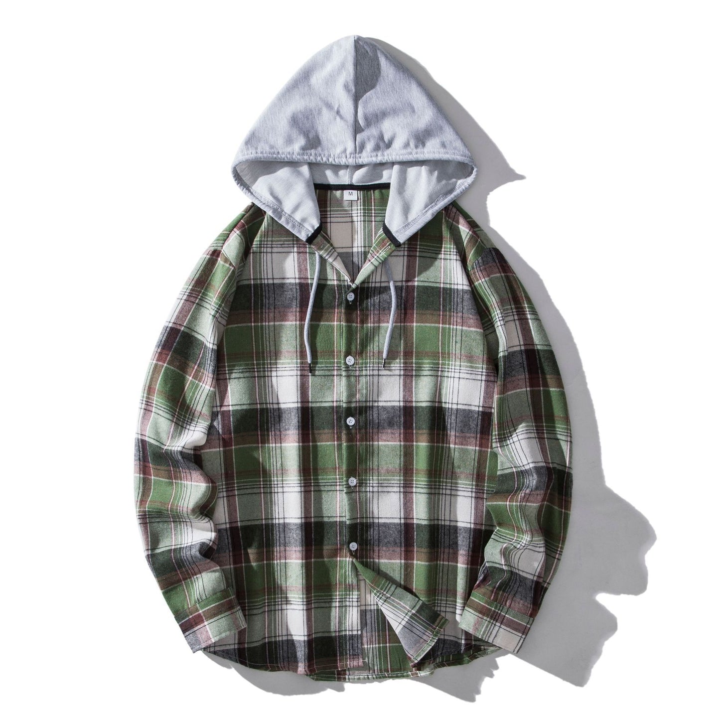 Men's Plaid Hooded Shirt Casual Shirt