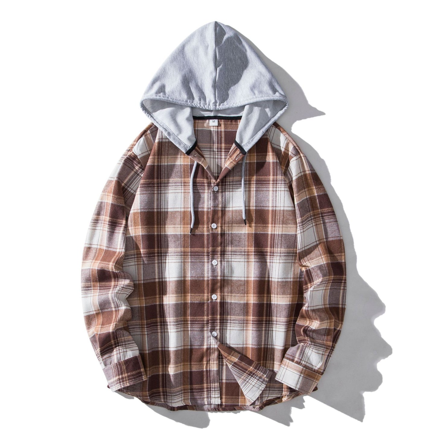 Men's Plaid Hooded Shirt Casual Shirt