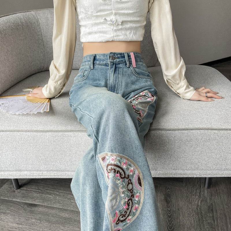 High-Quality Embroidered Straight Jeans