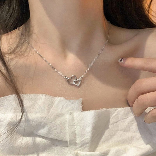 Ring Buckle Heart Clavicle Chain Pendant