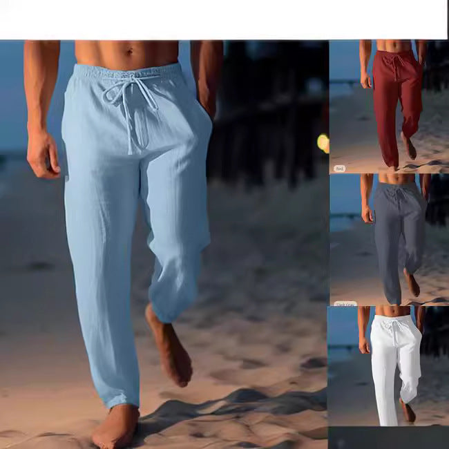 Transparent Beach Pants with Drawstring Elastic Waist - Comfortable Straight-Leg
